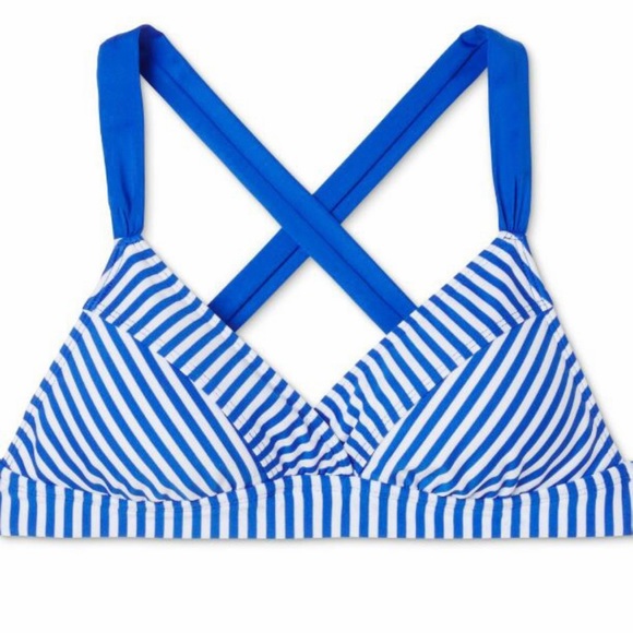 Mossimo Supply Co. Resort Blue Stripe Triangle CrissCross Back 2-piece Bikini - Picture 2 of 12